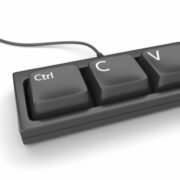 Computer keyboard with only three keys, ctrl, C and V for copy and paste.